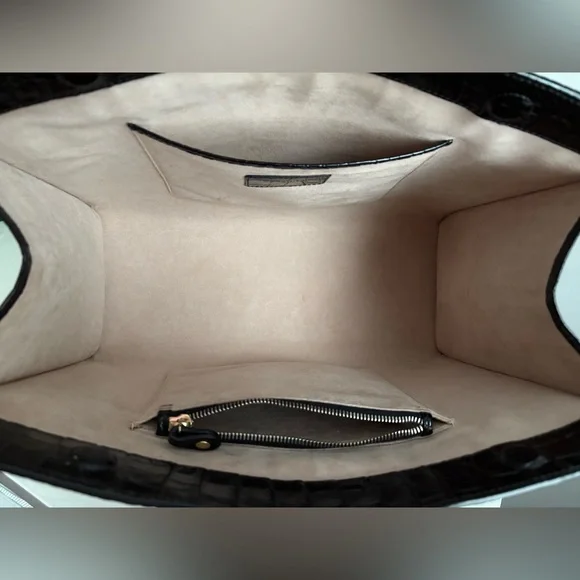 $995 Strathberry Croc Croco Embossed Leather Crossbody Tote Bag Purse Large GUC - Picture 10 of 16